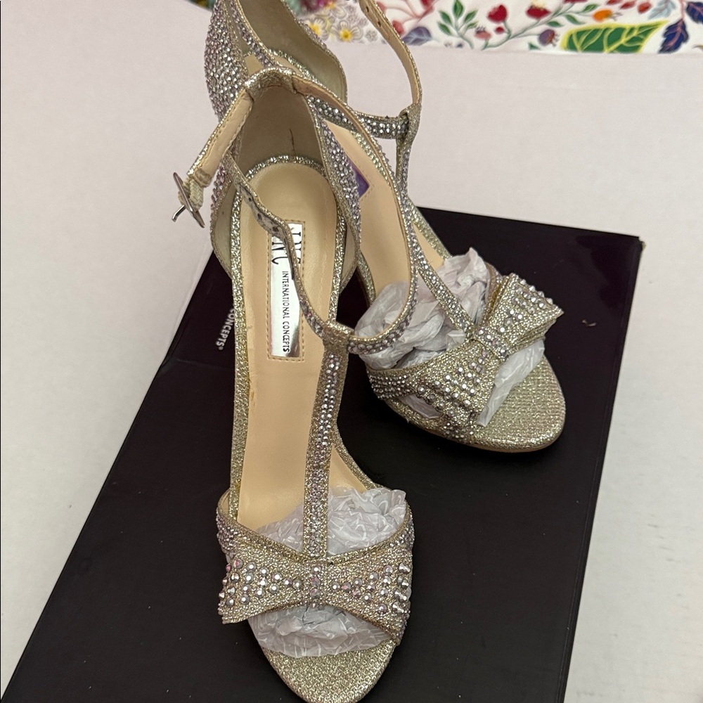 INC International Concepts Glittering Silver Heels
